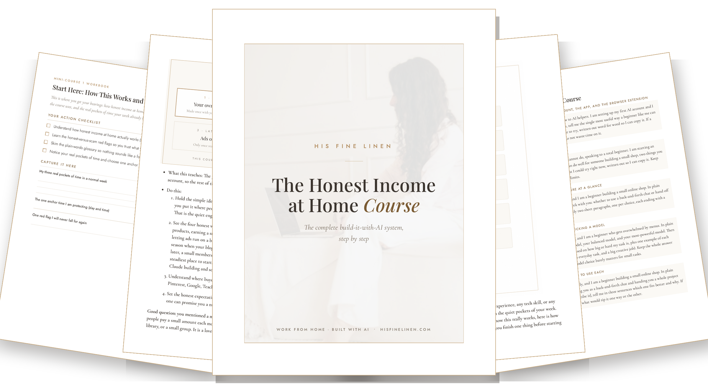 The complete His Fine Linen course kit spread